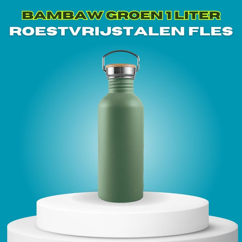 Bambaw • Groen 1 liter roestvrijstalen fles