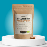 Astaxanthine Capsules 8 mg BIO, 100% natuurlijk en biologisch, met een geconcentreerd extract uit microalgen. Ideaal als antioxidanten-supplement voor een gezonde levensstijl, geschikt voor veganisten.