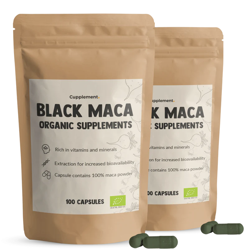 Black Maca Capsules Bio Ondersteunin• 100% Natuurlijk & Biologisch – 100 Stuks