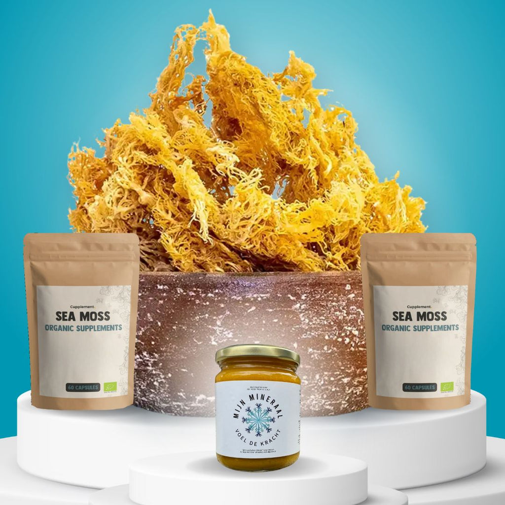 100% Wildgeplukte, Droge Gouden Sea Moss uit St. Lucia. Natuurlijke Bron van Vitaminen, Mineralen, en Antioxidanten. Perfect voor het Maken van Zelfgemaakte Sea Moss Gel. Biologisch, Vegan, Gluten-Free, Non-GMO, en Duurzaam Geplant. Verbeter je Gezondheid, Verhoog Energie en Ondersteun je Immuunsysteem. Gouden Sea Moss | Zeemos | Superfood | Natuurlijke Supplementen | Gezonde Levensstijl | Zelfzorg | Antioxidanten | Mineralen | Vitaminen | Vegan | Duurzaam | Biologisch