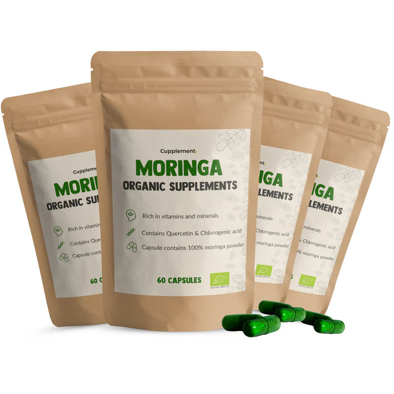 Moringa Capsules Bio • 100% Biologisch, vitaminen, mineralen & eiwitten • 60 Stuks