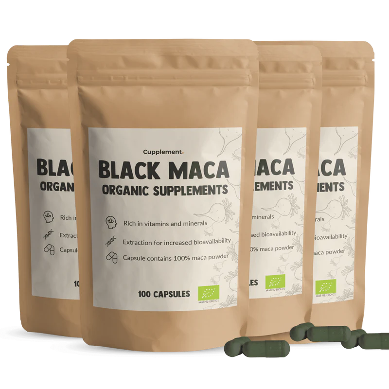 Black Maca Capsules Bio Ondersteunin• 100% Natuurlijk & Biologisch – 100 Stuks