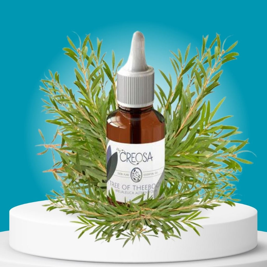 Tea Tree olie voor huidverzorging en het bevorderen van emotionele helderheid.
